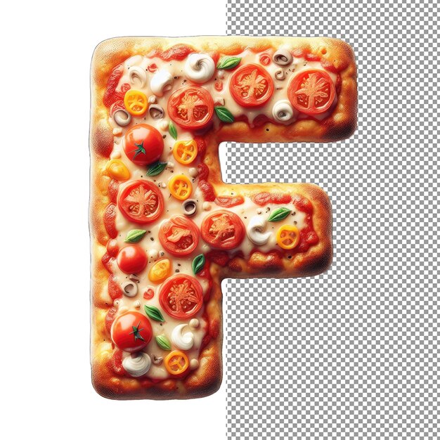 PSD stylized pizza alphabet display png