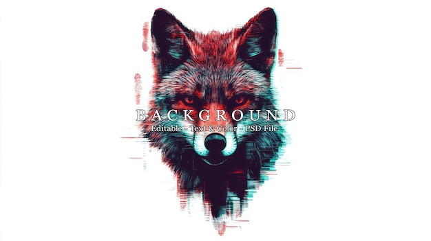 A stylized wolf head illustration with vibrant colors and digital glitch effects
