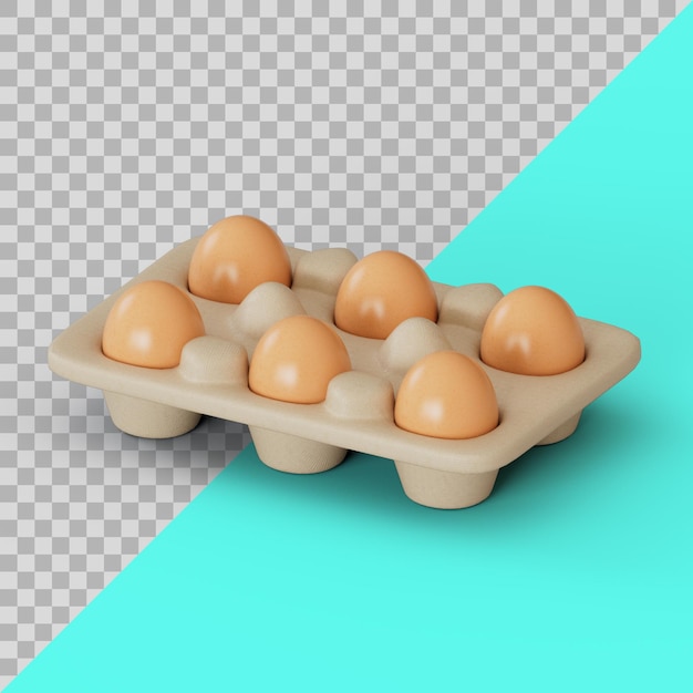 PSD stylizowane jajka kurze 3d w tekturowej tacce
