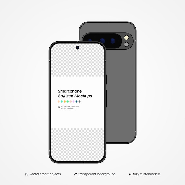 Stylizowany szablon makiety ekranu smartfona z przezroczystym tłem