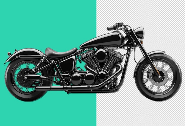 Stylowy czarny motocykl izolowany na png