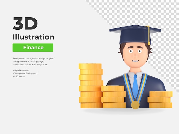 Stypendium studenckie pomoc finansowa 3d ikona ilustracja