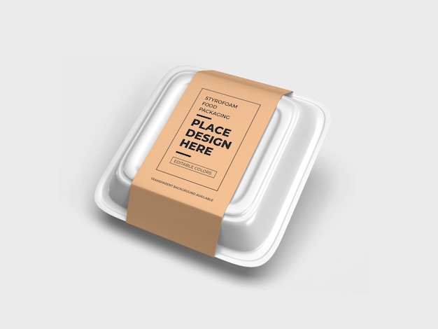 Styrofoam food box packaging design mockup isolato