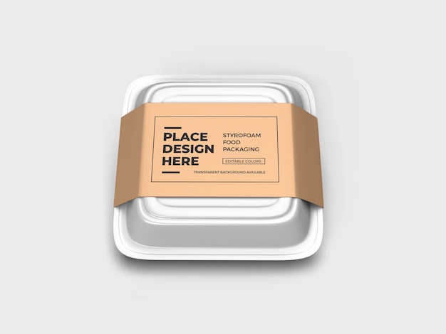 Styrofoam food box packaging design mockup isolato