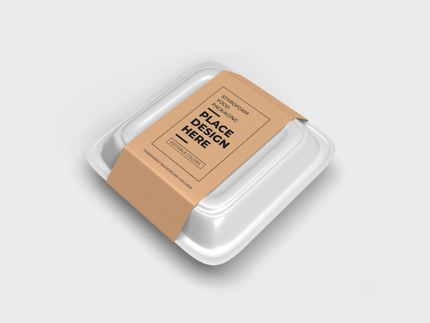 Styrofoam food box verpakking mockup design geïsoleerd