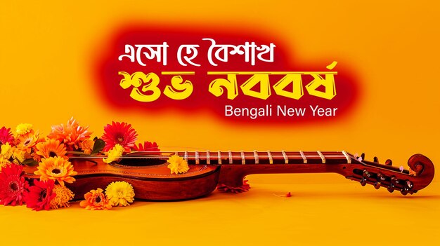 PSD subho nobo borsho or bengali happy new year wishes greeting banner