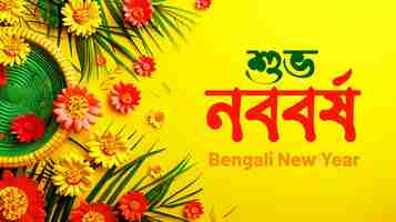 PSD subho nobo borsho or bengali happy new year wishes greeting banner