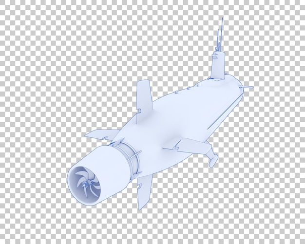 Submarine on transparent background 3d rendering illustration