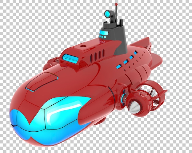PSD 透明な背景の潜水艦3dレンダリングイラスト