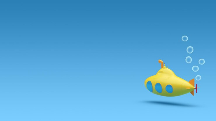 PSD 潛水艇在海中的背景 3d 渲染