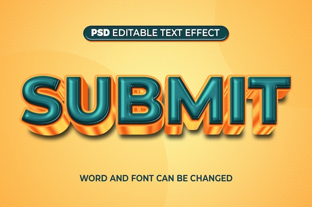 PSD Отправить текстовый эффект зеленый 3d