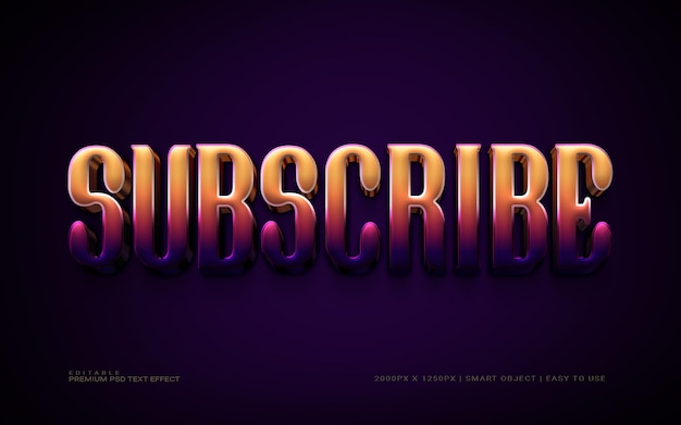 PSD subscribe 3d editable premium psd text effect