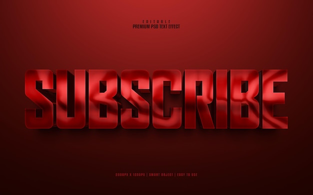 PSD subscribe 3d editable premium psd text effect