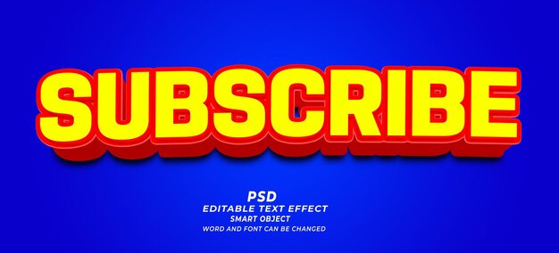 Subscribe 3d PSD Editable Text Effect Photoshop Template