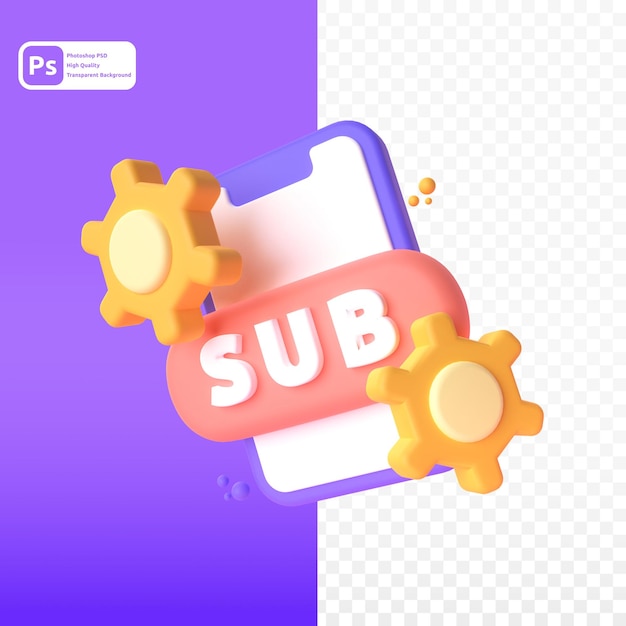 Subscribe in 3d render for graphic asset web presentation or other