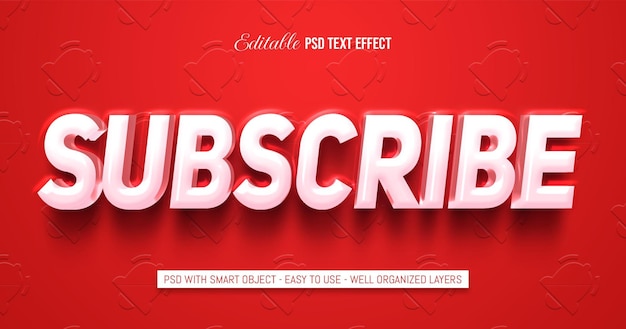 Subscribe 3D style text effect