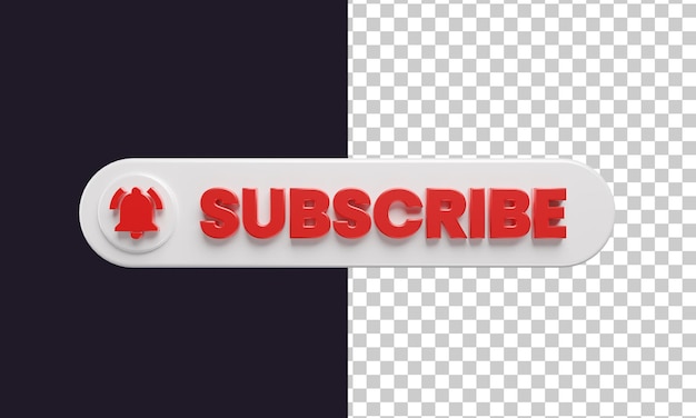 subscribe button with bell notification icon in 3d rendering