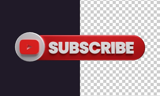 PSD subscribe button with youtube logo in 3d rendering