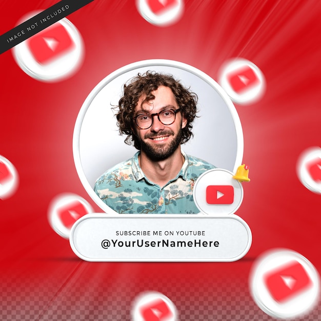 Subscribe me on youtube social media lower third 3d design render banner icon profile