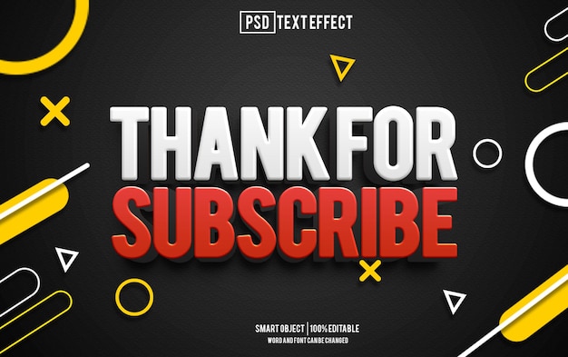 subscribe text effect font editable typography 3d text