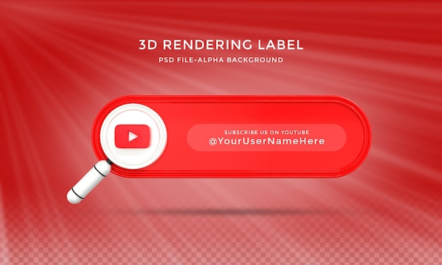 Subskrybuj Nas Na Youtube W Mediach Społecznościowych Niższy Trzeci Szablon 3d Renderowania Ikony Odznaki