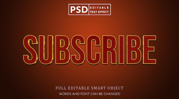 PSD subskrybuj szablon premium psd w stylu tekstu 3d