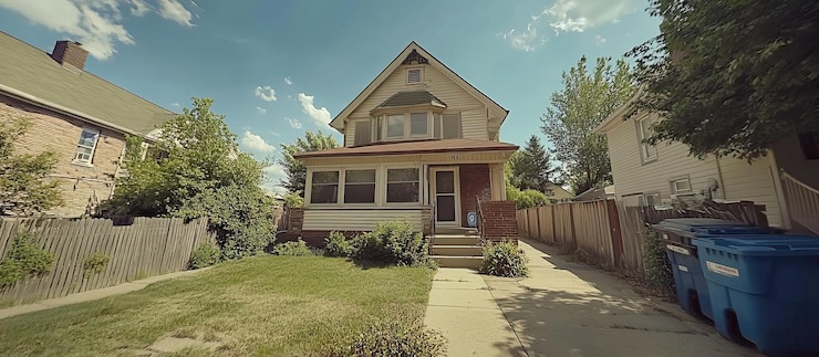 PSD suburban house with green grass