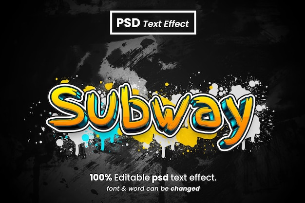 Subway 3d bewerkbaar psd-teksteffect