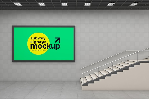 PSD subway segnaletica orizzontale mockup tabellone per le affissioni mock up