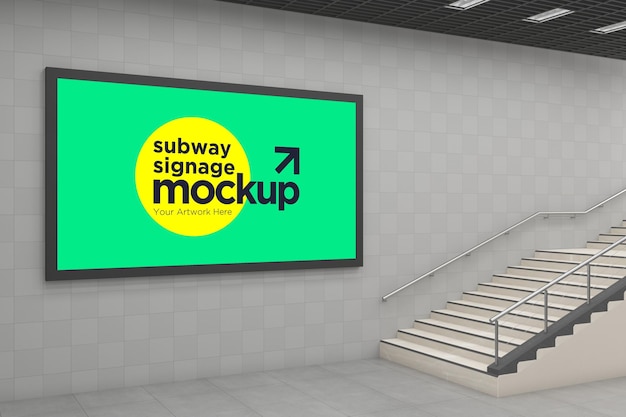 Subway horizontal signage mockup billboard mock up