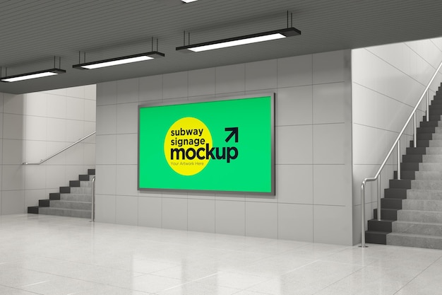 PSD subway horizontal signage mockup billboard mock up