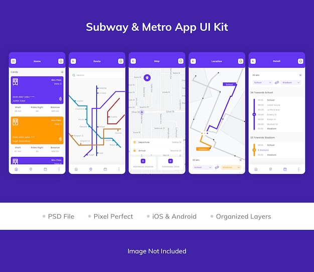 PSD subway metro app ui kit