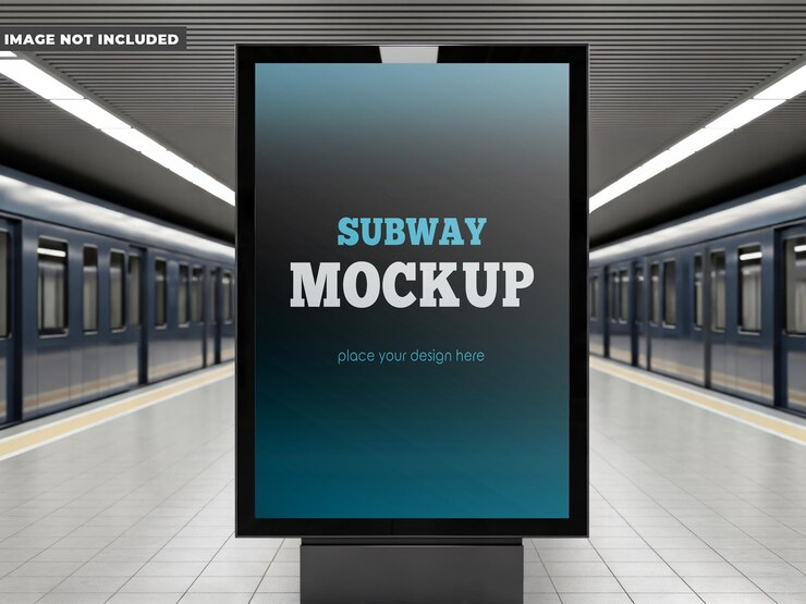 PSD subway mockup displaying advertising in a metro station