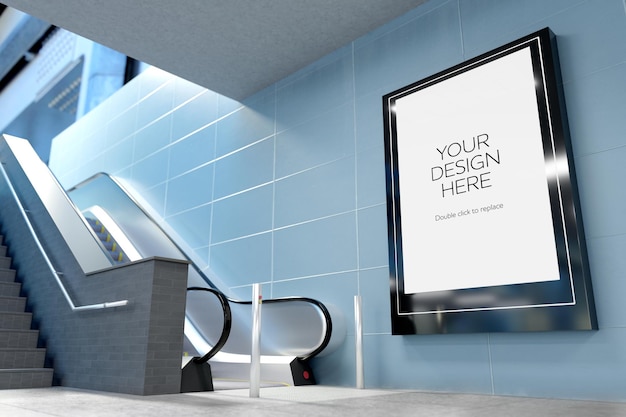 PSD subway poster corridor mockup