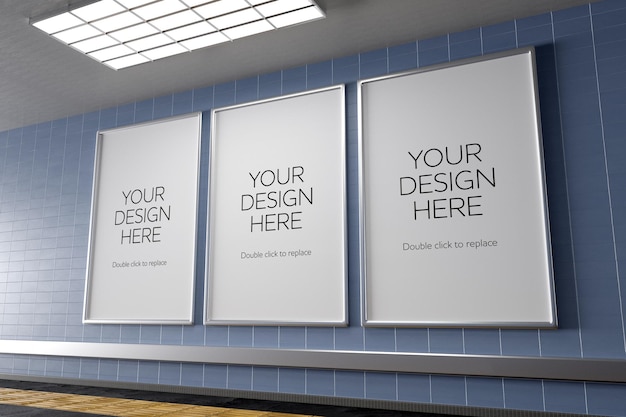 Subway poster corridor mockup