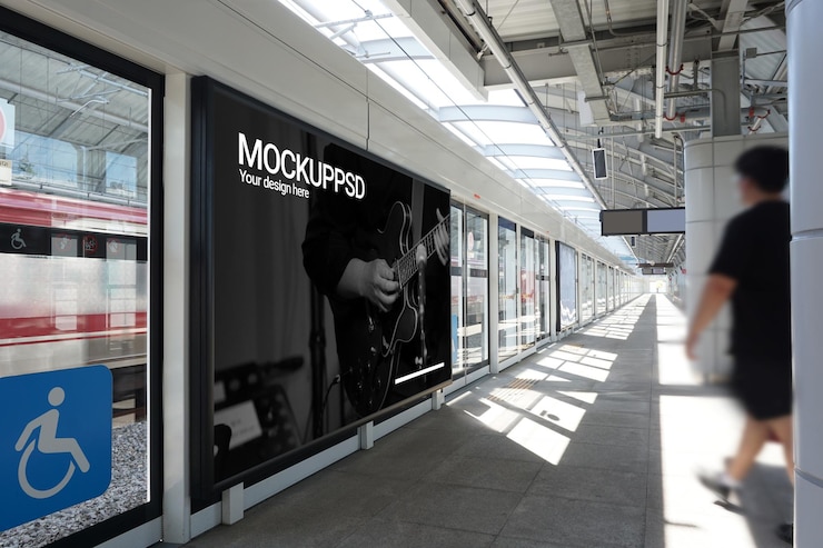 PSD subway scenery and advertising mockup