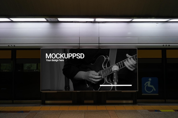 PSD subway scenery and advertising mockup