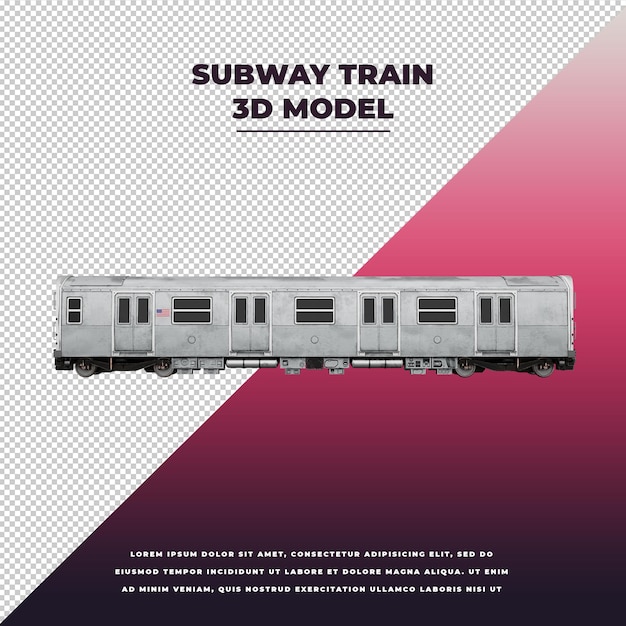 PSD subway train 3d isolated