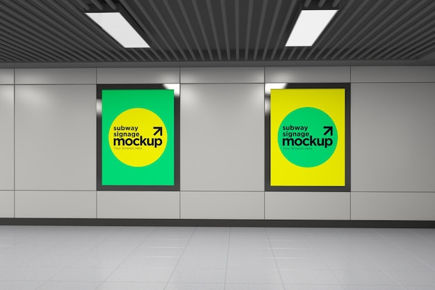 Subway Two Vertical Signage Mockup Billboard Mock up