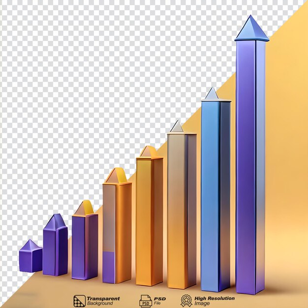 Success bar chart 3d isolated on transparent background