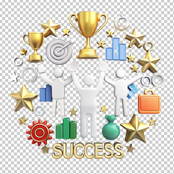 PSD концепция success с бизнес-иконами
