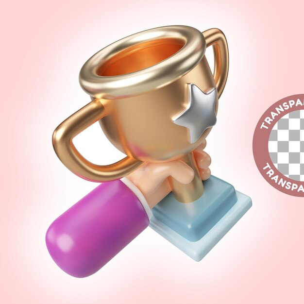 PSD icona dell'illustrazione 3d del trofeo di successo