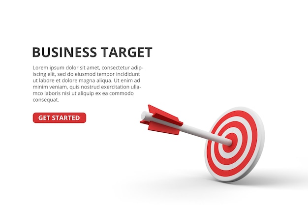 PSD successful archery arrow on 3d target board business goal achievement concept