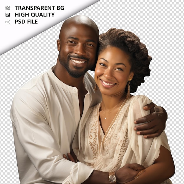 Successful black couple ultra realistic style white backg