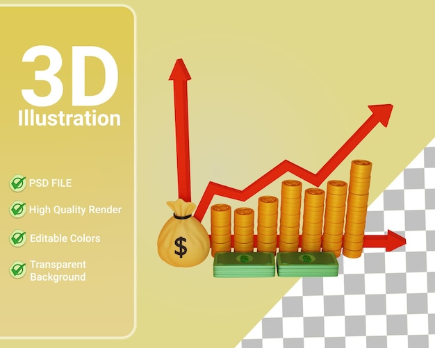 PSD successful business earn a lot of money 3d isolated