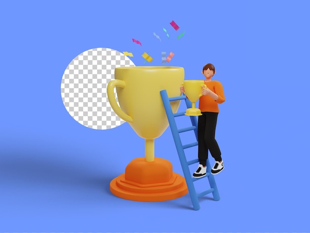 PSD successful businessman celebrating a victory. 3d illustration