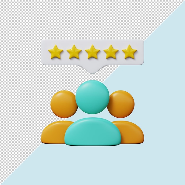 PSD successful teamwork user rating icon 3d render