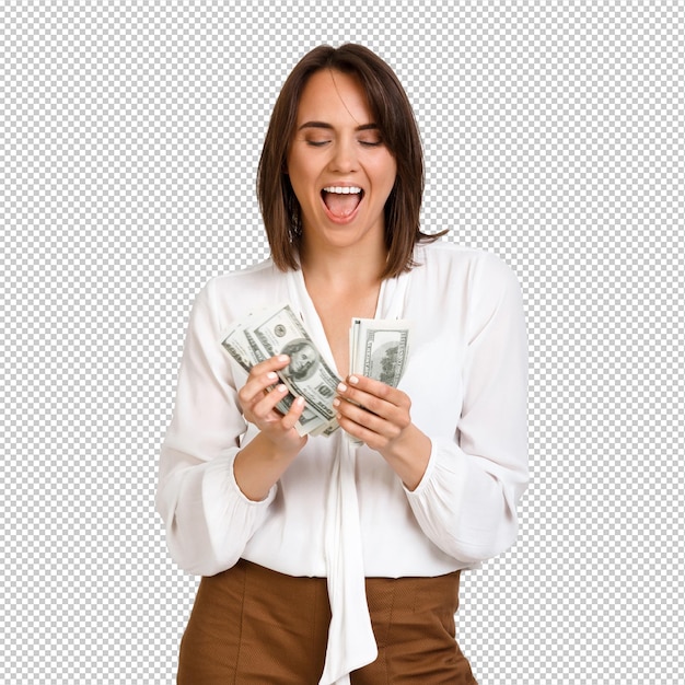Succesvolle rijke modevrouw die geld telt.