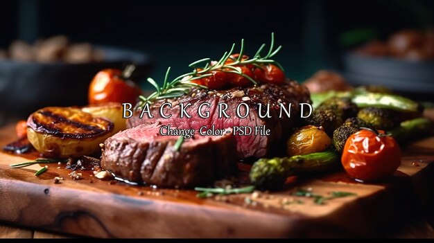 PSD succulent thick juicy portions of grilled fillet steak ai generated image