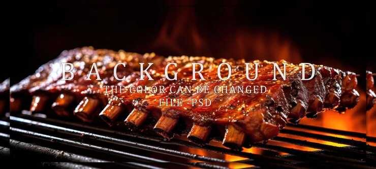 PSD succulente barbecue ribben op de grill